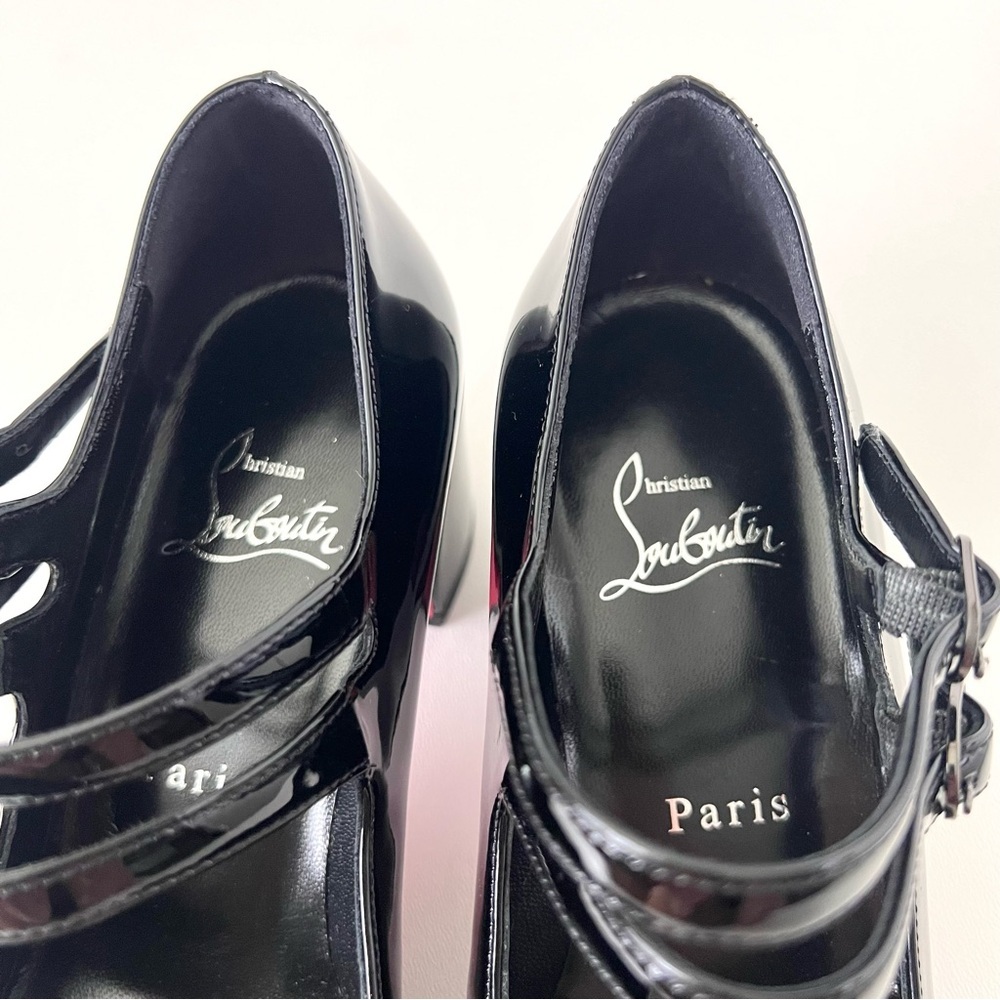 CHRISTIAN LOUBOUTIN || Miss Jane 55 Black Patent Pumps EU 38.5 - Picture 5 of 11